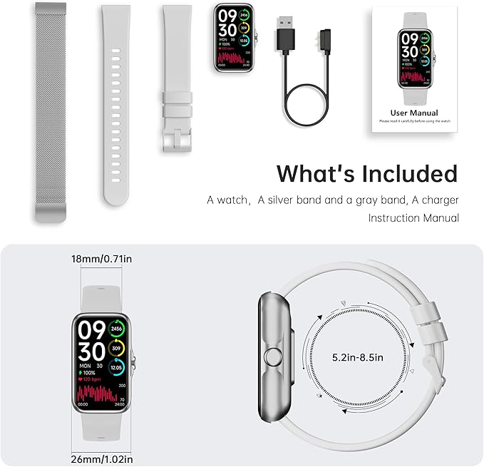 Fitness Tracker with 24/7 Continuous Heart Rate, Blood Oxygen Monitor, Smart Watch with Sleep Monitor, IP68 Waterproof Activity Tracker Step Counter for Women Men