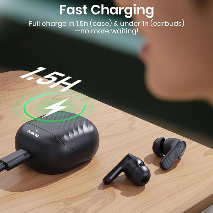 Wireless Earbuds 5.4 Bluetooth Headphones 100H Bluetooth Earbuds Active Noise Cancelling Earphones in-Ear Earbud with 4 ENC Noise Cancelling Mic IP5 Waterproof Earphones for Android iOS