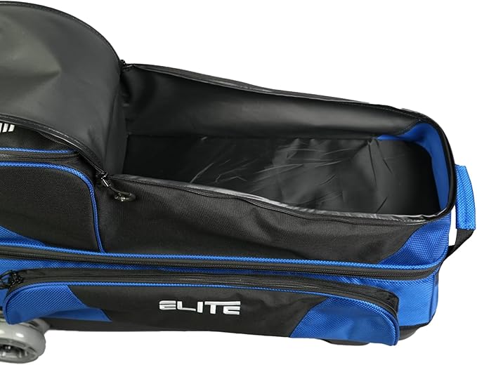 ELITE Deluxe 3-4-5 Bowling Ball Roller Bag with (4) 5" Smooth Wheels - 4 Large Accessory Pockets, Shoe Compartment, Extendable Handle