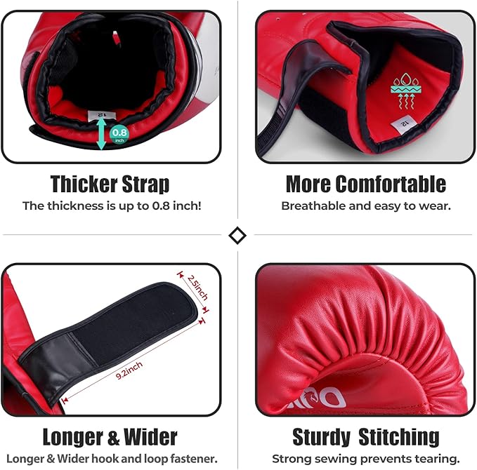 Boxing Gloves for Men & Women, Premium Leather Sparring Heavy Bag Training Gloves, Pro Punching Bag Gloves for Muay Thai, Kickboxing, MMA