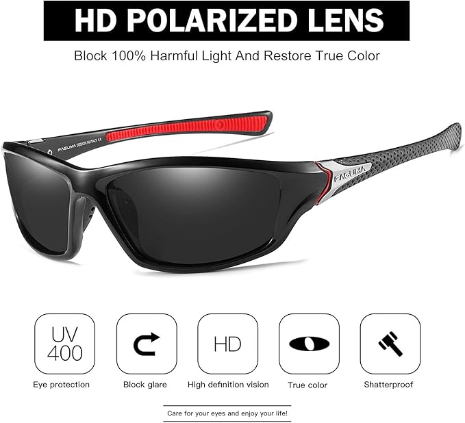 FAGUMA Sports Polarized Sunglasses For Men Cycling Driving Fishing UV400 Protection