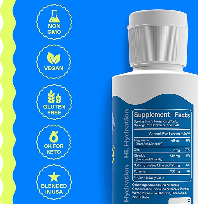 Hi-Lyte Sugar Free Electrolytes for Rapid Hydration, Fasting and Immune Support (3 Bottles, 144 Servings) | NO Calories | 20%+ More Potassium, Magnesium & Zinc