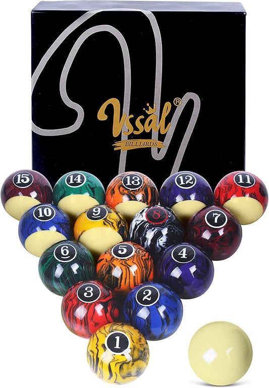 Billiard Balls Set Pool Table Balls Marble-Swirl Style 16 Ball Set