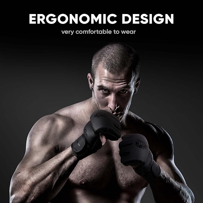 FIGHTR® Pro MMA Gloves for Grappling Sparring Training, Kickboxing Martial Arts Muay Thai Punching Bag Mitt Training Boxing for Men and Women | incl. Carrying Bag