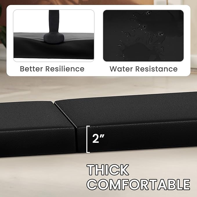 Folding Exercise Gymnastics Mat, 2" Thick Gym Workout Mat with Carrying Handles High-Density Anti-Tear Portable Fitness Aerobics Mats for Home Gym Yoga Pilates Tumbling MMA Core Training