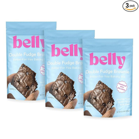 Belly Brownie Mix with Collagen Protein | High-Protein | Fudgy Brownies | Grain-Free Dairy-Free Nut-Free | Healthy Snacks For Adults & Kids | Women-Owned Business | 11.4 oz | 3 Pack