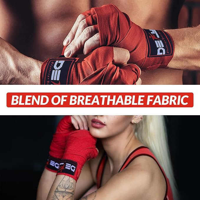 DEFY Professional 180 Inch Hand Wraps for Boxing Muay Thai MMA Elastic Bandages for Men & Women -Pair