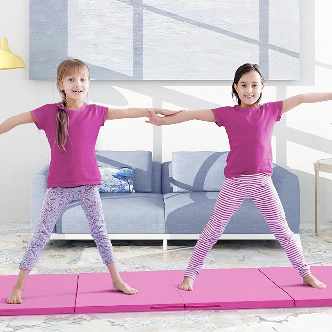 ZENOVA Gymnastics Mat 6'x3'x2''/4'x8'x2'' Exercise Mat Gym Mat for Home Aerobics Workout Foldable Tumbling Mat Children Gifts