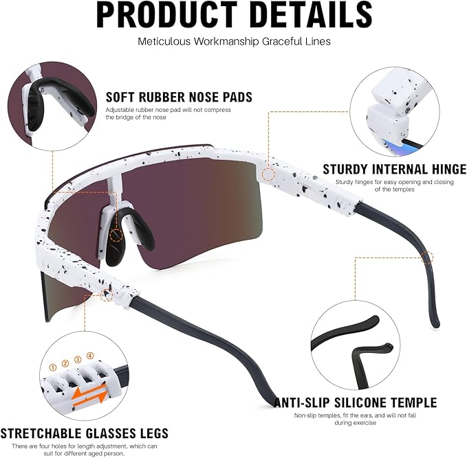 MALIDAK Sports Sunglasses for Mens Women Youth Baseball Sunglasses UV400 Protection Men Cycling Glasses