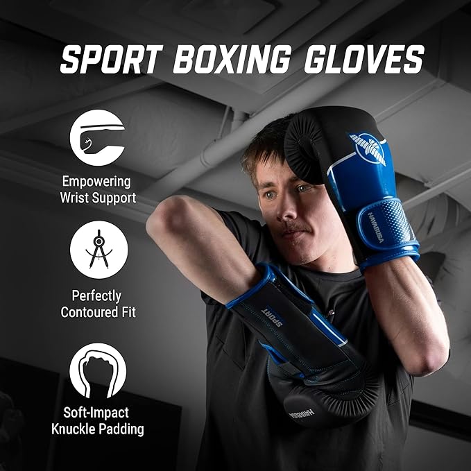 Hayabusa Sport Boxing Gloves for Men and Women – Dual-Splinted Wrist Support, Multi-Density Foam Padding, Contoured Fit – Ideal for Boxing, Kickboxing, and Muay Thai Training