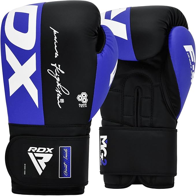 RDX Boxing Gloves, Maya Hide Leather Training Gloves for Muay Thai, Kickboxing, Sparring, Punch Bag, Punching Bag, Kickboxing Gloves, Martial Arts Training, Home Gym, Men, Women, 8 10 12 14 16 oz