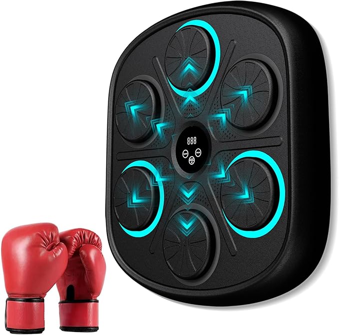 2025 New Model Smart Music Boxing Machine for Adults and Kids, Training Machine with LED Electronic Wall Mounted, Home Indoor Workout Equipment with Premium Boxing Gloves
