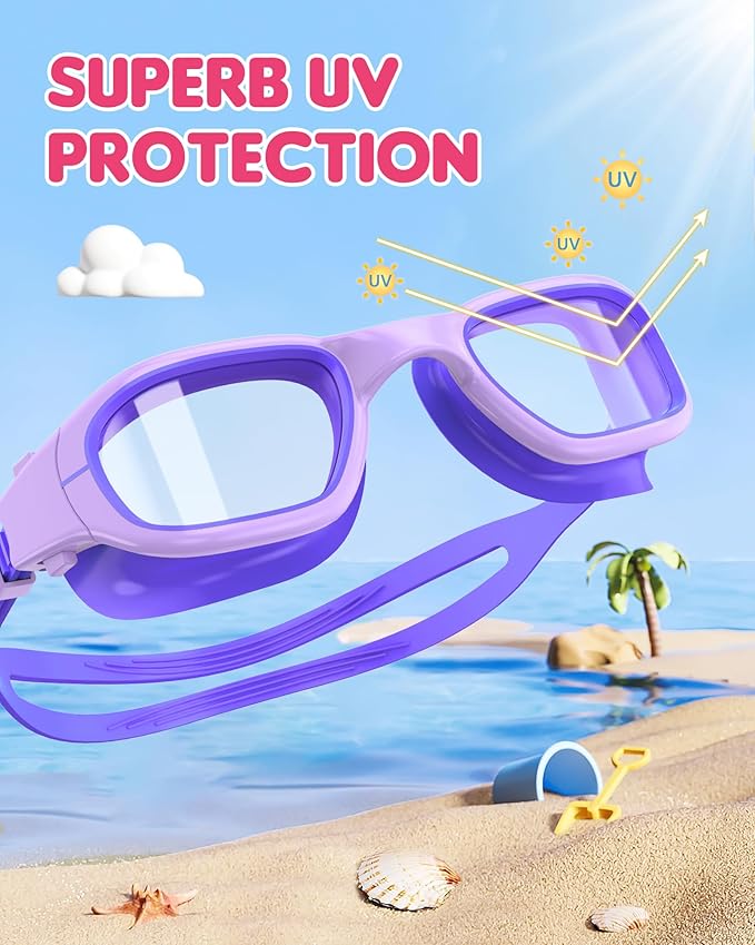 Kids Swim Goggles,Swimming Goggles for Kids 6-14, Anti-Fog UV Protection Pool Glasses for Boys Girls