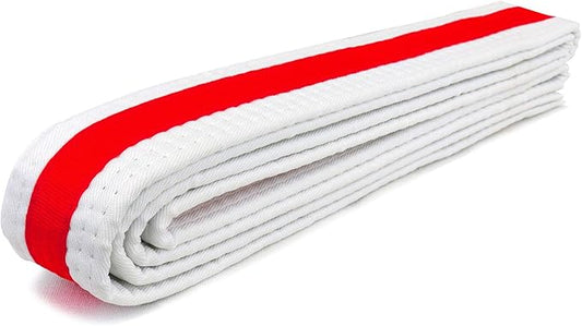 AAMA Martial Arts Belt White Belt with Mixed Color Stripe for Martial Arts - Taekwondo Karate Judo