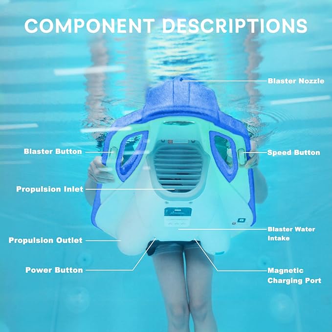 Electric Swimming Kickboard for Kids,Motorized Swim Board with Water Gun, Motorized Swim Training for Children Adults, 60N Thrust, 198 lbs Buoyancy, 25V Rechargeable Battery