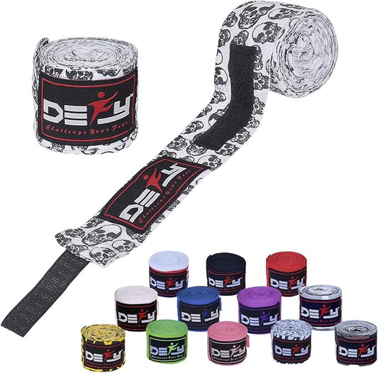 DEFY Professional 180 Inch Hand Wraps for Boxing Muay Thai MMA Elastic Bandages for Men & Women -Pair