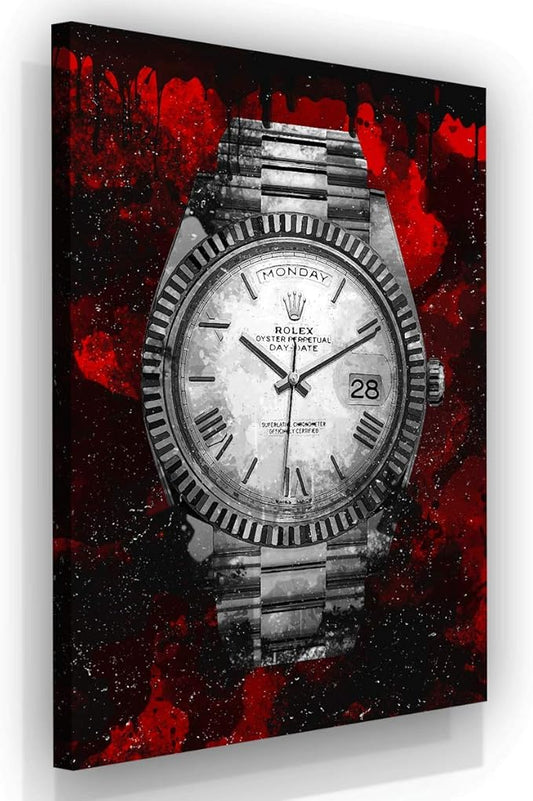 Luxury Watch Canvas Print Office Wall Decor Modern Art Pop Culture Decoration Inspiration Clock Timer Prints Framed Arts Walls Furniture (48" x 36")