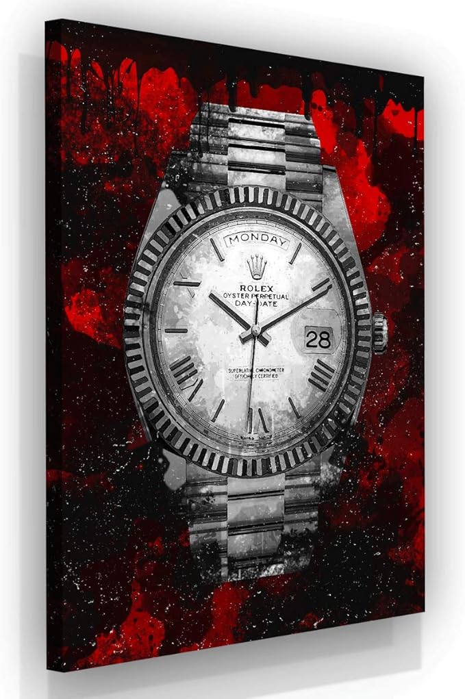 Luxury Watch Canvas Print Office Wall Decor Modern Art Pop Culture Decoration Inspiration Clock Timer Prints Framed Arts Walls Furniture (36" x 24")