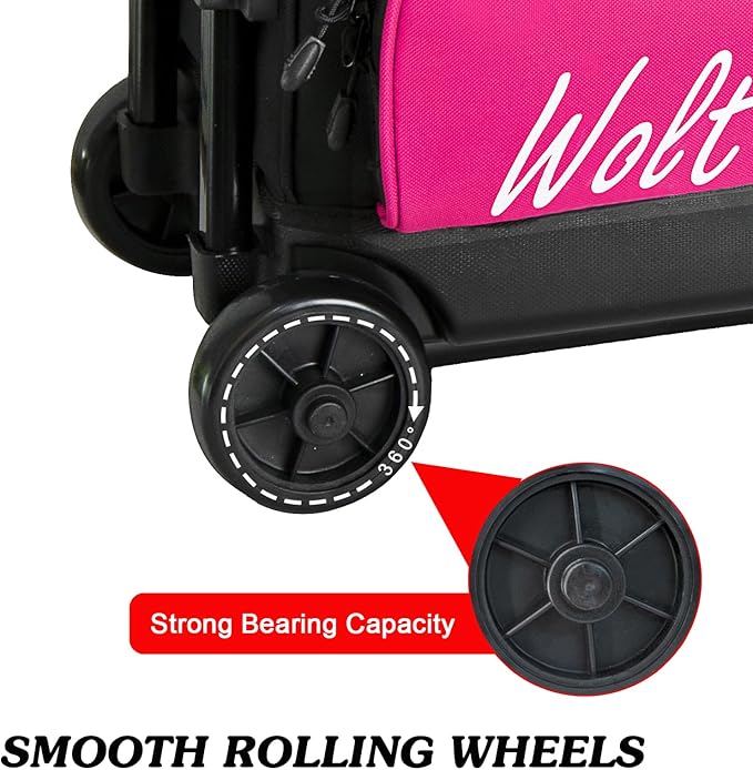 WOLT 3 Ball Bowling Bags with Wheels,Bowling Ball Bag 3 Ball Roller with Separate Shoe Compartment and Accessory Pocket, Retractable Handle Extends to 38’’