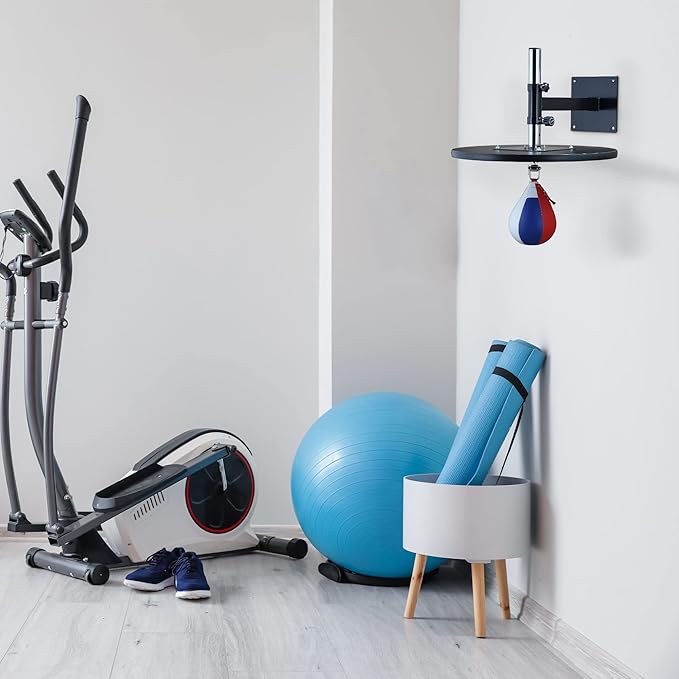 Soozier Speed Bag Boxing Punching Bag with Height Adjustable, Wall Mount Door Speed Bag, Martial Arts, MMA, and Boxing Equipment for Home Training, 9" H x 7" Dia.