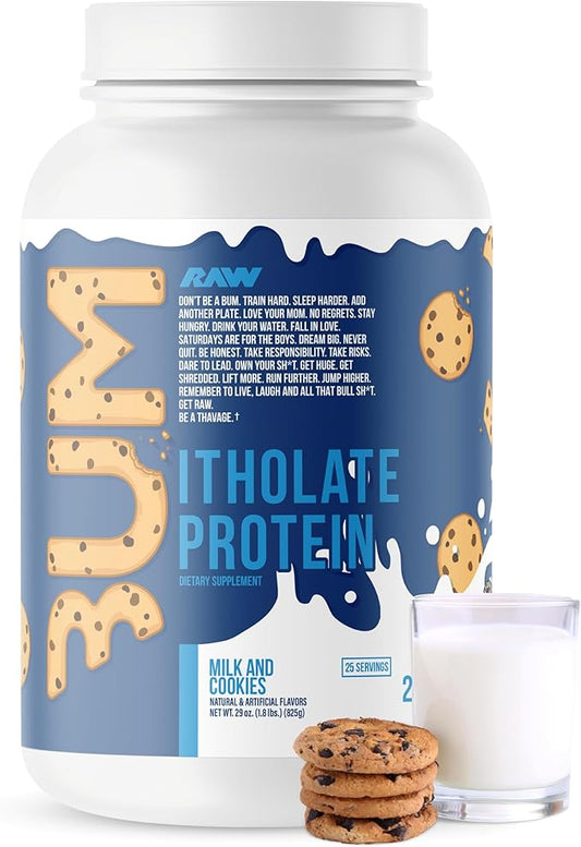 RAW Whey Isolate Protein Powder, Milk & Cookie (CBUM Itholate) - 100% Grass-Fed Sports Nutrition Powder for Muscle Growth & Recovery - Low-Fat, Low Carb, Naturally Flavored - 25 Servings