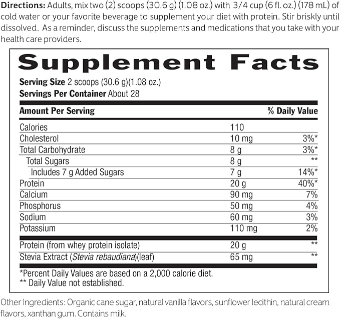 Biochem Whey Protein Isolate Powder - Vanilla Flavor, 20 Grams per Serving, Sourced from Grass Fed Cows, Non-GMO, Vegetarian, No Artificial Flavors or Sweeteners - Supports Muscle Mass & Performance