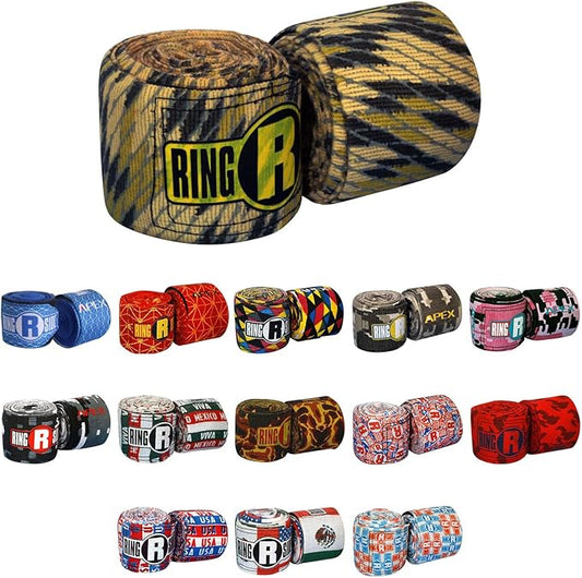 Ringside Apex 180” Boxing Hand Wraps Pair - Durable, Elastic Training Wraps with Hook & Loop Closure, Multi-Color Options, Perfect for MMA, Muay Thai, Kickboxing