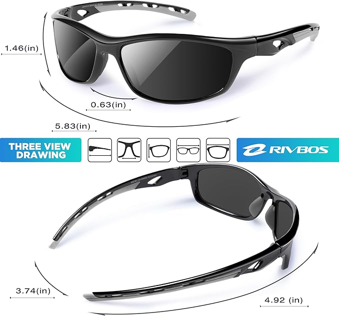 RIVBOS Sunglasses for Men Women Polarized UV Protection Sports Fishing Driving Shades Cycling RB833
