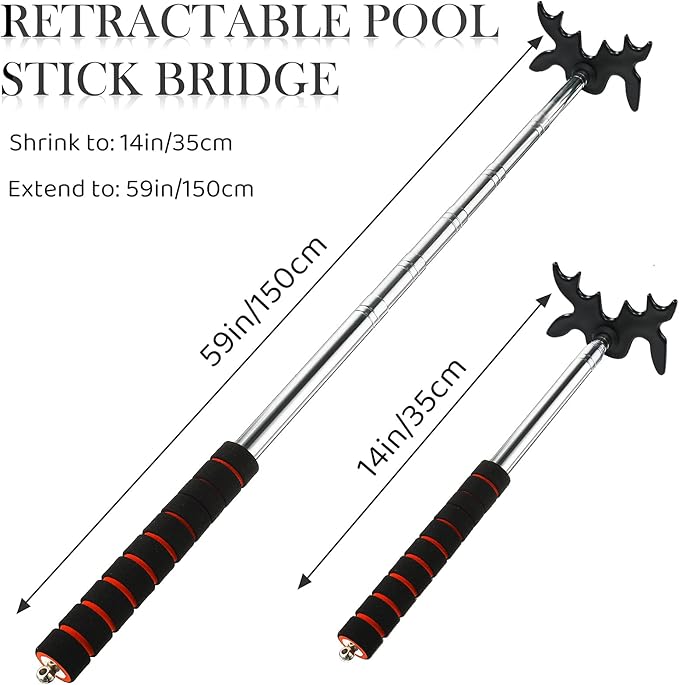 Skylety Retractable Billiard Cue Stick Bridge with Bridge Head, Snooker Set Billiard Pool Cue Accessory for Pool Table