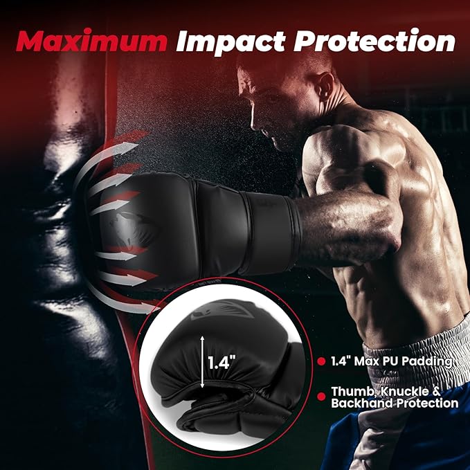 LIBERLUPUS MMA Gloves for Men & Women – Hybrid & Open Palm Designs for Sparring, Training, Kickboxing, Muay Thai, and Grappling – Knuckle Protection & Wrist Support for Flexibility and Control