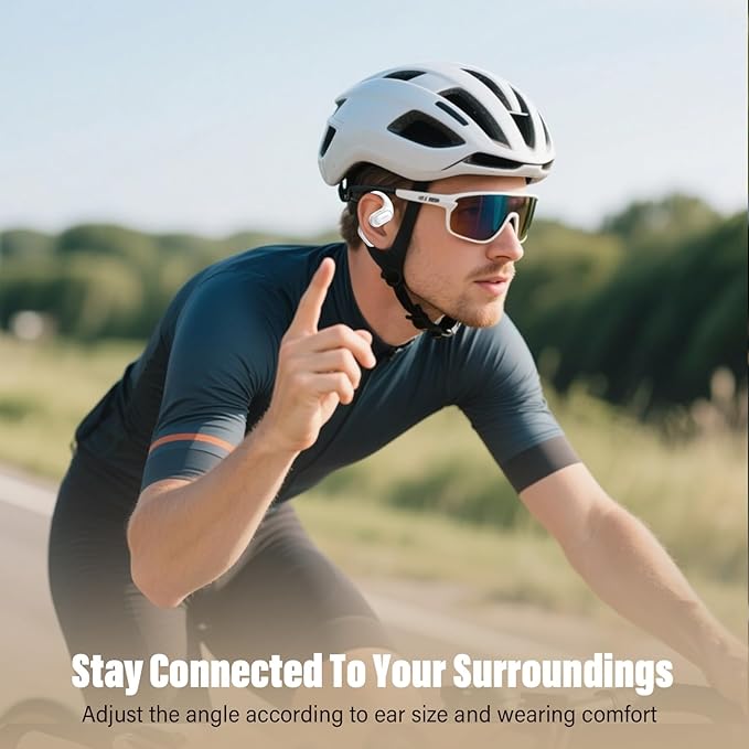 Open Ear Headphones, Bluetooth 5.4 Headphones Sports, Premium Sound with HD Mic Wireless Earbuds, 48H Playtime LED Power Display Ear Buds, IPX7 Lightweight Comfort Earphones for Running, White