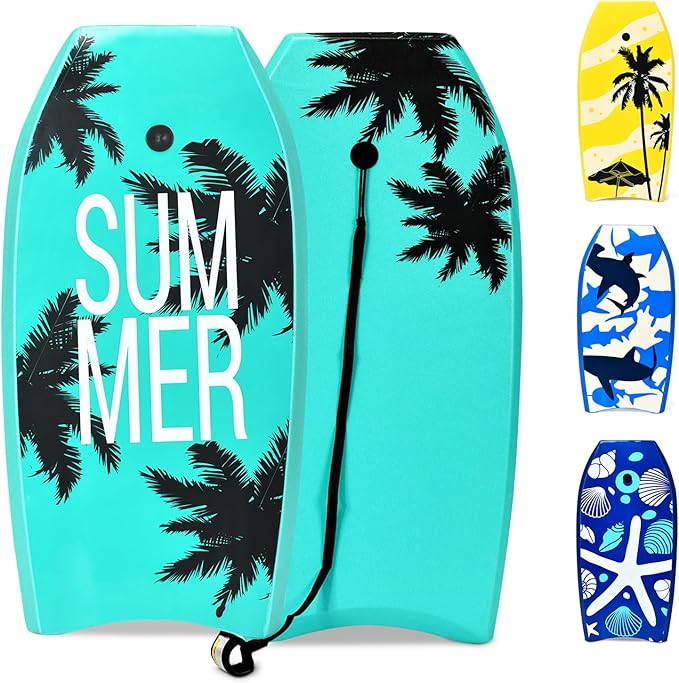 KOTEK 33/37/41 Inch Body Board with Wrist Leash, EPS Core, Dual Channel, HDPE Slick Bottom, Bodyboard for All Skill Levels & Wave Conditions