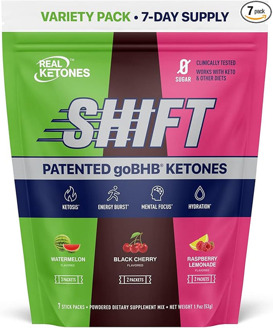 Real Ketones BHB Exogenous Ketones Drink Mix Packets Keto Electrolytes Powder Packets No Sugar with 4 Main Fasting Electrolytes Plus Hydrating Patented Keto BHB - 7 Count Variety Pack