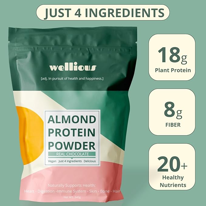 Clean Vegan Protein Powder Chocolate - Plant Based Protein Powder Dairy Free for Gut Health, No Sodium, High Fiber, Keto Friendly, Non Dairy, Lactose Free