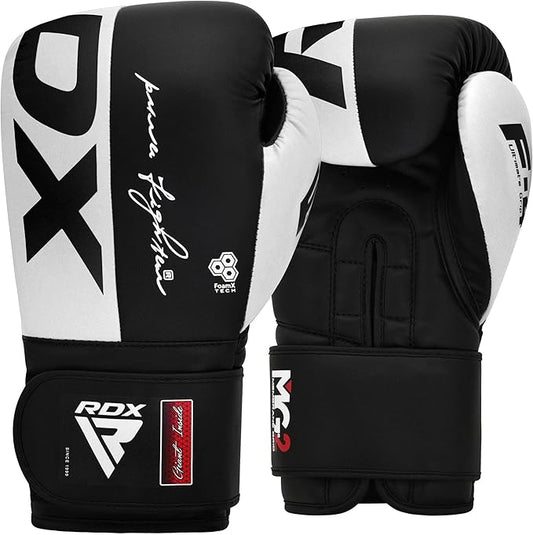 RDX Boxing Gloves, Maya Hide Leather Training Gloves for Muay Thai, Kickboxing, Sparring, Punch Bag, Punching Bag, Kickboxing Gloves, Martial Arts Training, Home Gym, Men, Women, 8 10 12 14 16 oz