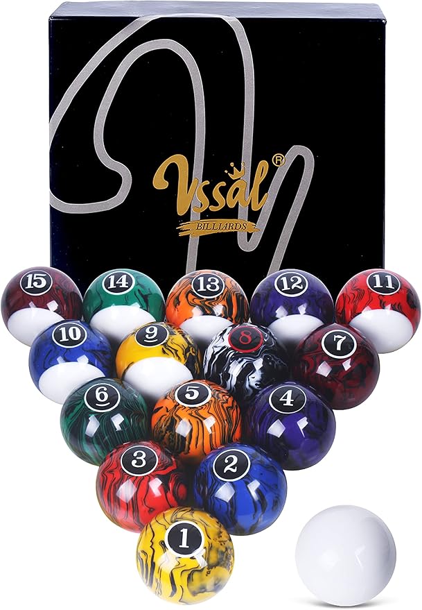 Billiard Balls Set Pool Table Balls Marble-Swirl Style 16 Ball Set