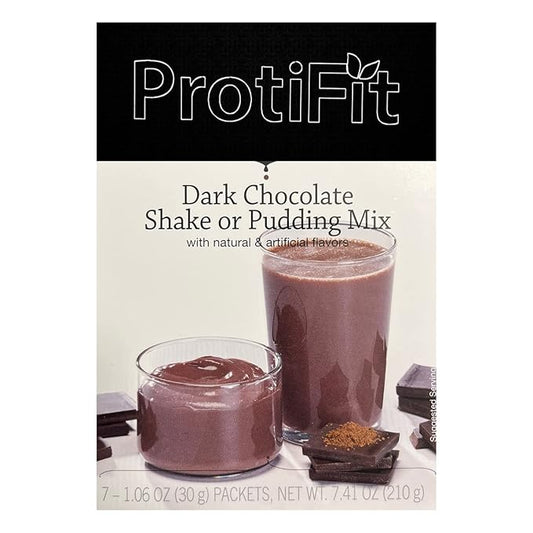 PROTIFIT - High Protein Pudding/Shake Mix, 15g Protein, Low Calorie, Low Fat, Low Carb, Aspartame Free, Idea Protein Compatible, Meal Replacement, 7 Servings Per Box (Dark Chocolate)