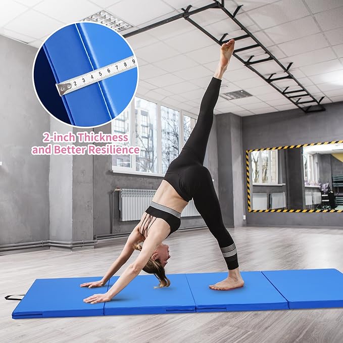 ZENOVA Gymnastics Mat 6'x3'x2''/4'x8'x2'' Exercise Mat Gym Mat for Home Aerobics Workout Foldable Tumbling Mat Children Gifts