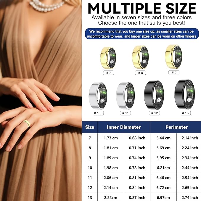 Smart Rings for Women Men,Fitness Tracker Ring,Heart Rate,Blood Oxygen,Blood Pressure,Step Tracker,Sleep Monitoring,No Subscription Fee,IP68 Waterproof Smart Ring for iPhone&Android(Pink 8)