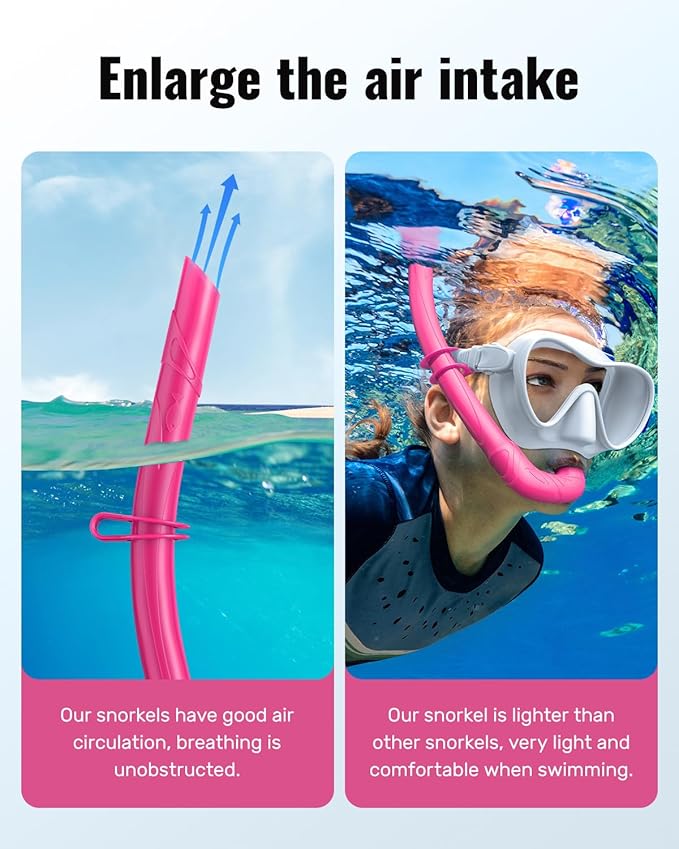 W WSTOO Adults Diving Snorkel Breathing Tube Silicone Flexible Foldable Snorkel Anti-Drop for Freediving Swim Training,Diving and Scuba Diving,Easy to Carry for Travel