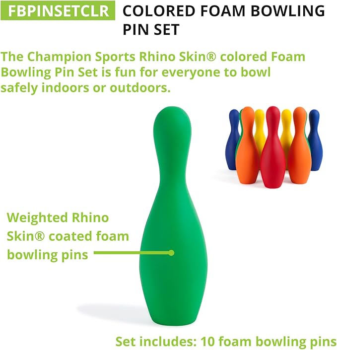 Champion Sports Weighted Foam Bowling Pin Set - Pins Only