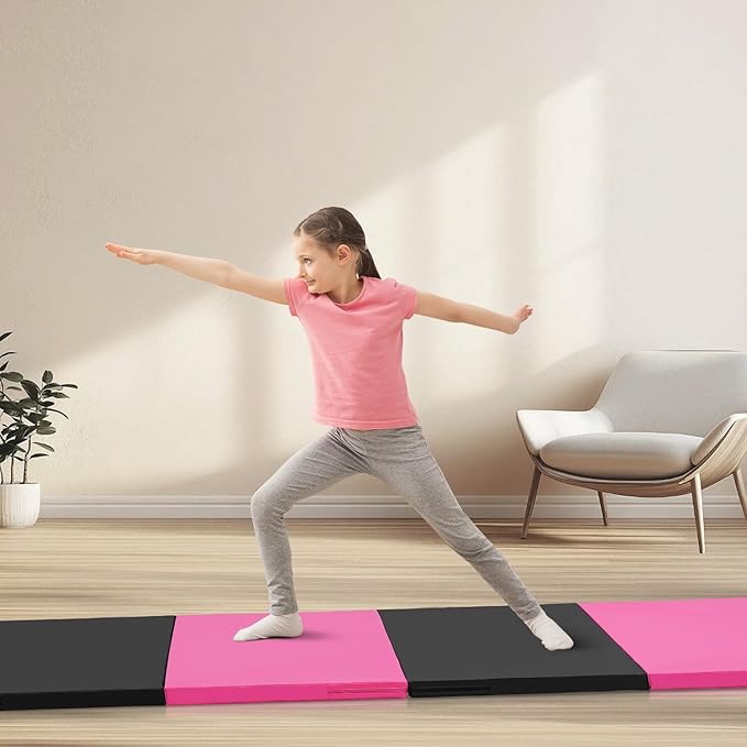 ZENOVA Gymnastics Mat 6'x3'x2''/4'x8'x2'' Exercise Mat Gym Mat for Home Aerobics Workout Foldable Tumbling Mat Children Gifts