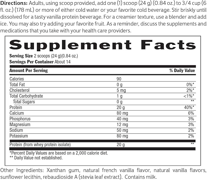 Biochem 100% Whey Sugar-Free Vanilla 20g, 11.8oz, Certified Vegetarian, Certified Gluten Free, Certified Non-GMO Tested, Keto Friendly, Grass-Fed