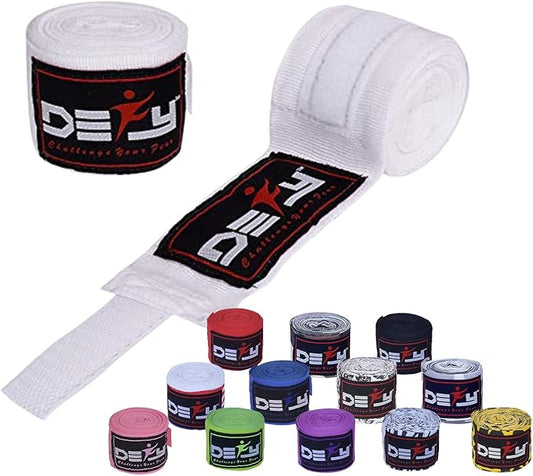 DEFY Professional 180 Inch Hand Wraps for Boxing Muay Thai MMA Elastic Bandages for Men & Women -Pair