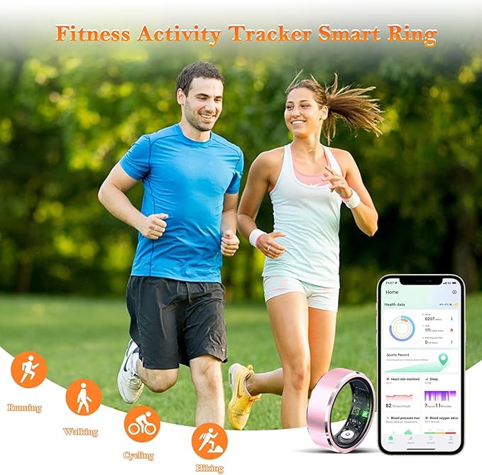 Smart Ring for Women Men-Wearable Fitness Tracker with Sleep Tracking Heart Rate Healthy Monitor Ring Activity Monitoring Steps Calories