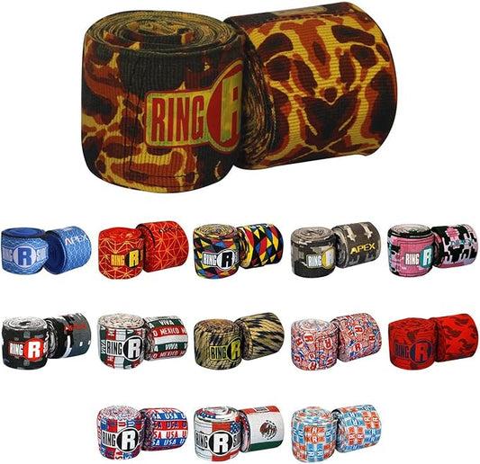 Ringside Apex 180” Boxing Hand Wraps Pair - Durable, Elastic Training Wraps with Hook & Loop Closure, Multi-Color Options, Perfect for MMA, Muay Thai, Kickboxing