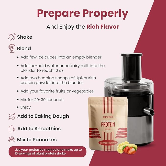 UpNourish Strawberry Banana Vegan Protein Powder 54 Superfoods Powder,1.5 Billion CFU Probiotics 21g Plant Based Protein,No Sugar No Dairy No GMO Dairy Free,Meal Replacement Shake Keto-Friendly Low-Carb Diet,15 Servings