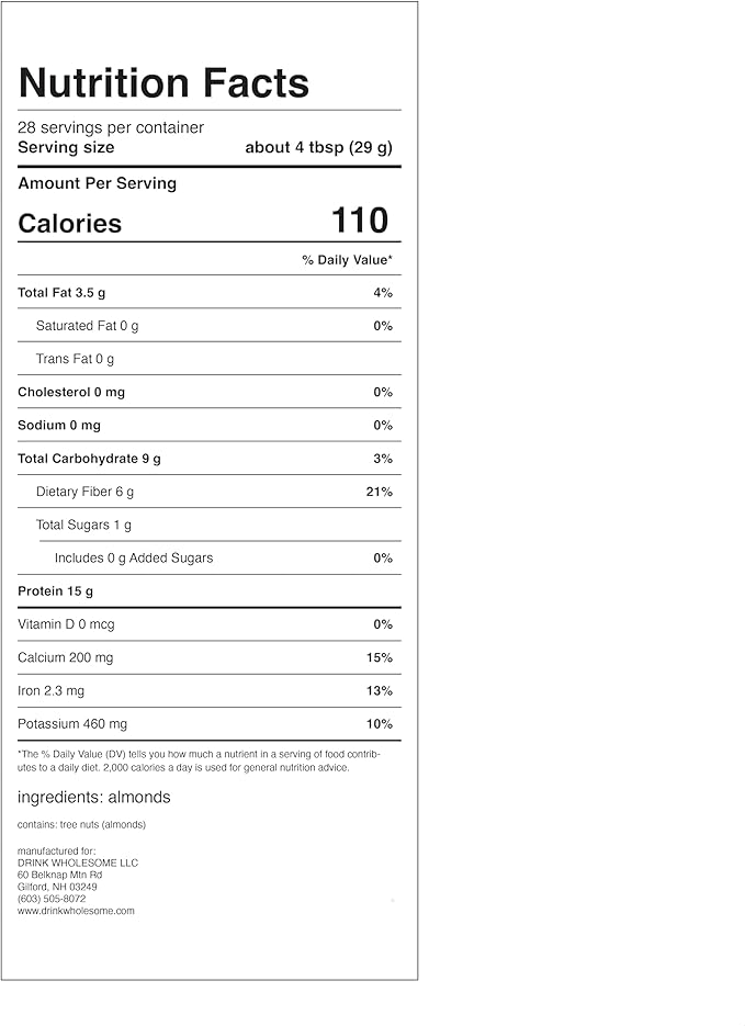 drink wholesome Vegan Unflavored Almond Protein Powder | for Sensitive Stomachs | Additive & Dairy Free | No Artificial Sweeteners | No Bloating, Farts or Gas | No Constipation or Diarrhea