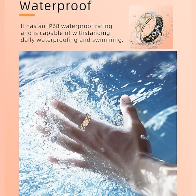 Smart Ring Health Tracker for Women Men, Fitness/Sleep/Stress/HR Tracker, Fitness Tracker with Steps, Distance & Calorie Count, iOS & Android Compatible, IP68 Waterproof (13#)