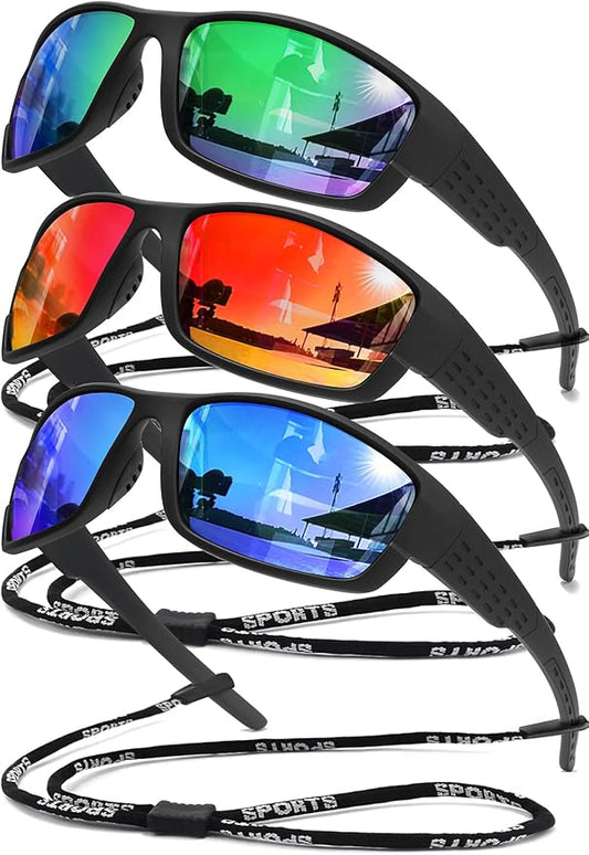 Polarized Sports Sunglasses Men UV400 Protection Lightweight Wrap Around Goggles for Cycling Fishing Driving Running